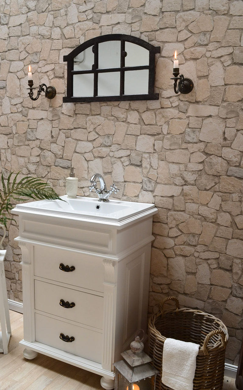 "Mirél" small country house vanity unit in white with washbasin