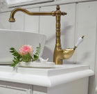 Mosel bronze large - Faucet in antique brass look, single lever mixer bronze in country house style