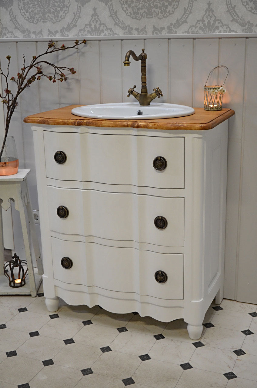 "Naucelle" white country house washbasin with three drawers