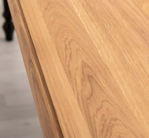 "Diable" - Landhaus-Esstisch mit Eichenplatte mit Schubladen und gedrechselten Beinen