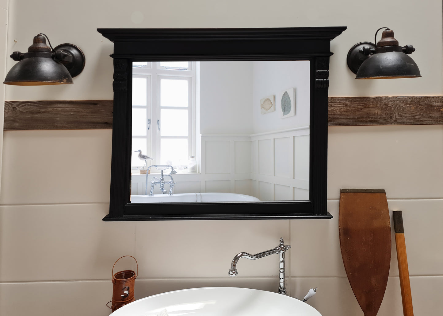 Nerom - Miroir en bois noir style fondateur