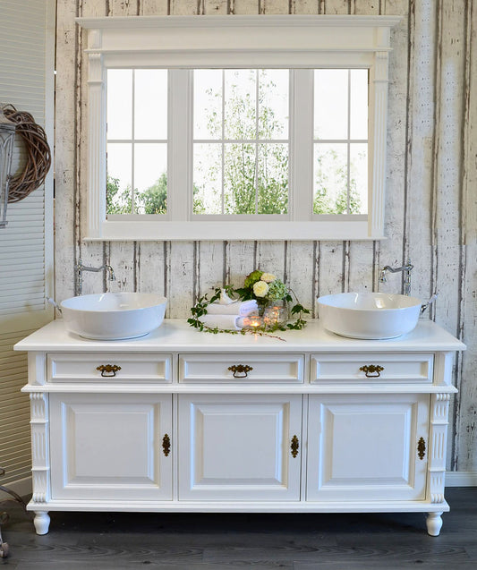 "Noé" large country house double washbasin in white