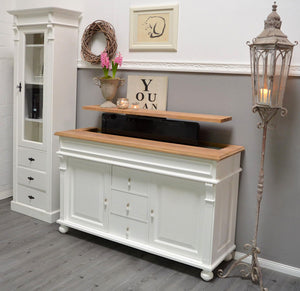 "Noemi": TV cabinet with lift for 55 inch or 65 inch in country house style