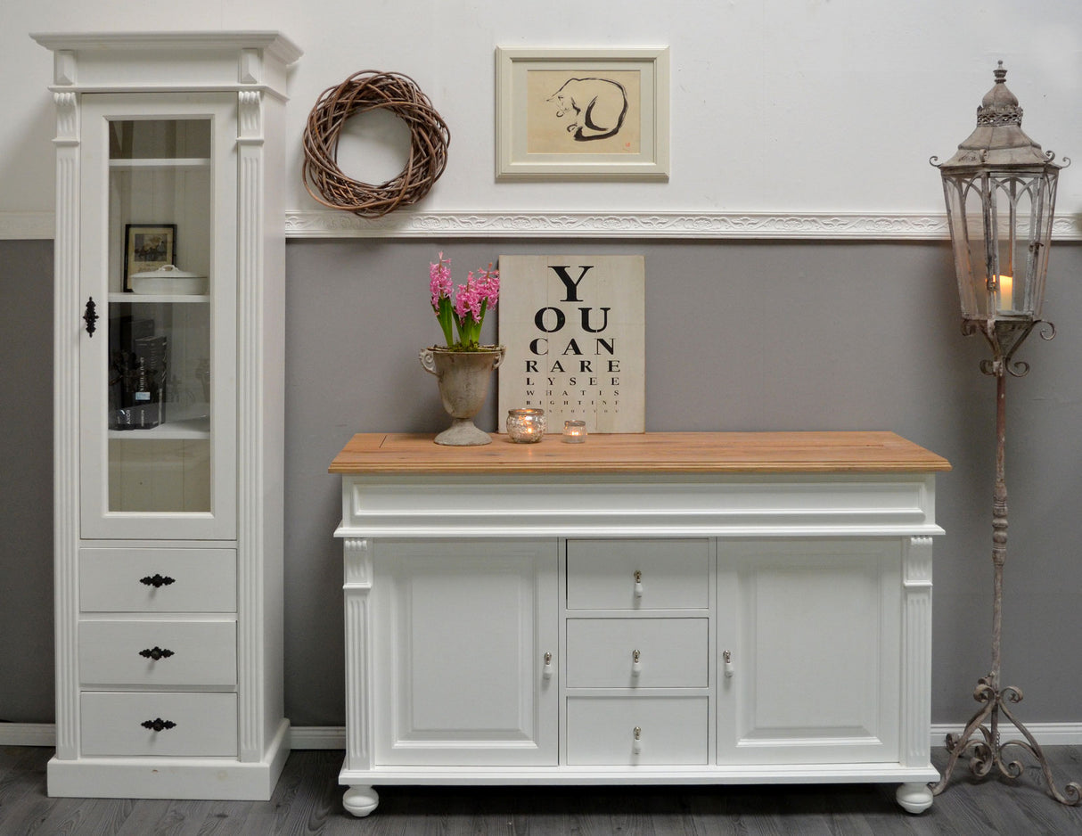 "Noemi": TV cabinet with lift for 55 inch or 65 inch in country house style