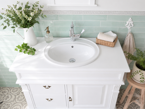 "Oldham" white country-style washbasin with inset basin 103 cm