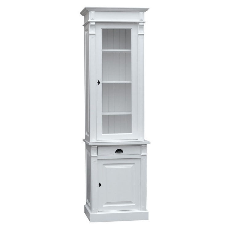 Pearl - Elegant, white tall cabinet in country house style