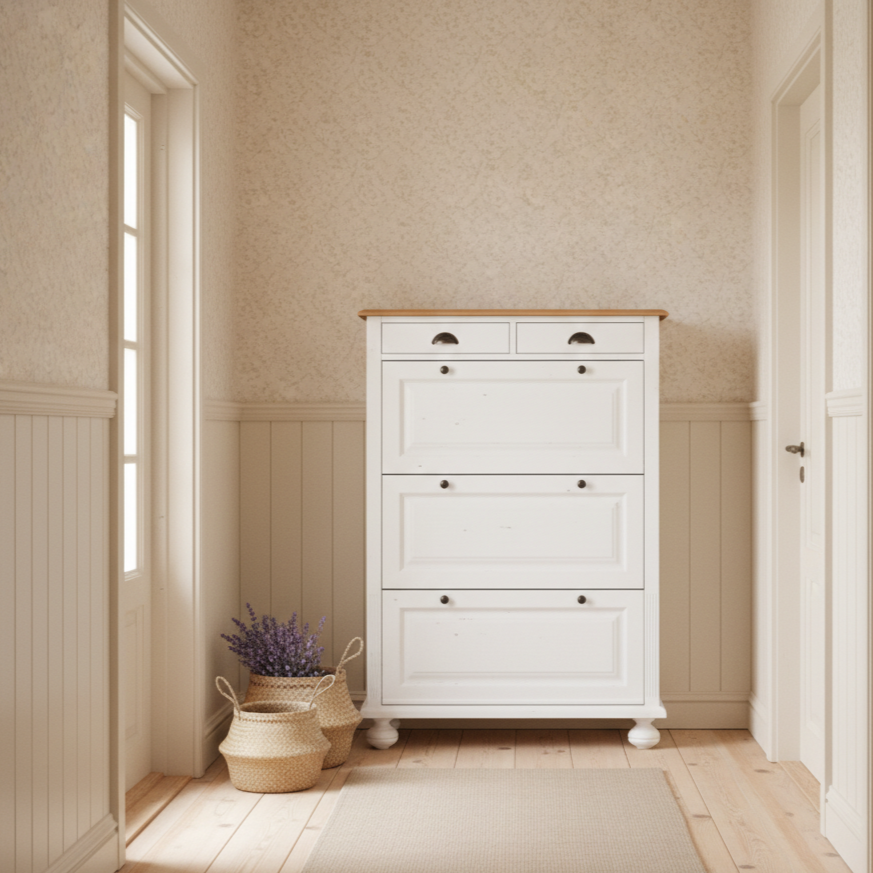 "Mabel" - Schmaler Schuhschrank Landhausstil