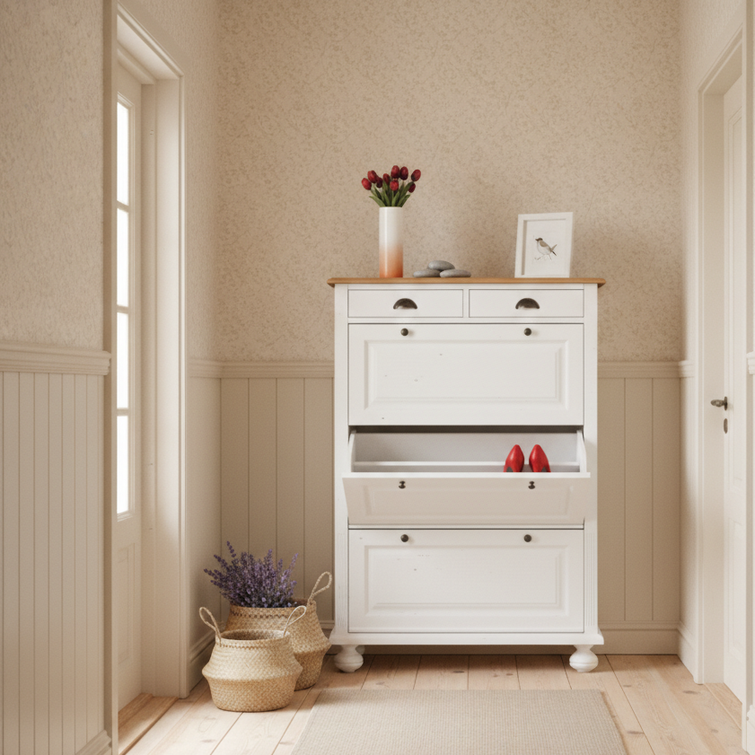 "Mabel" - Schmaler Schuhschrank Landhausstil