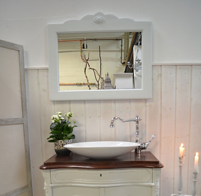 Pindiu - Handgefertigter Landhaus-Spiegel in weiß