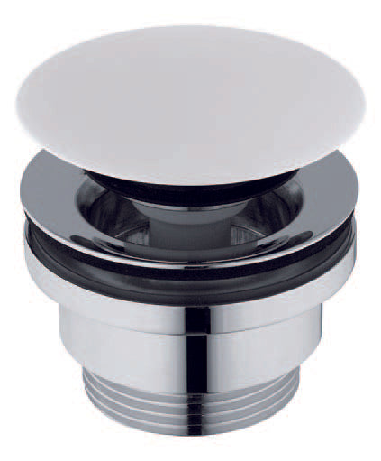 Pop-up ceramic waste valve - drain set Push open, white for washbasin