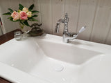 Pop-up ceramic waste valve - drain set Push open, white for washbasin