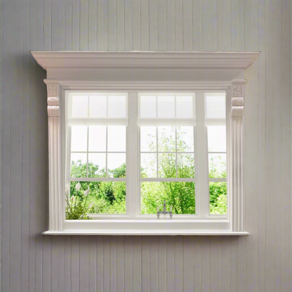 Rail L - massiver Landhaus-Spiegel im Gründerzeitstil, weiß