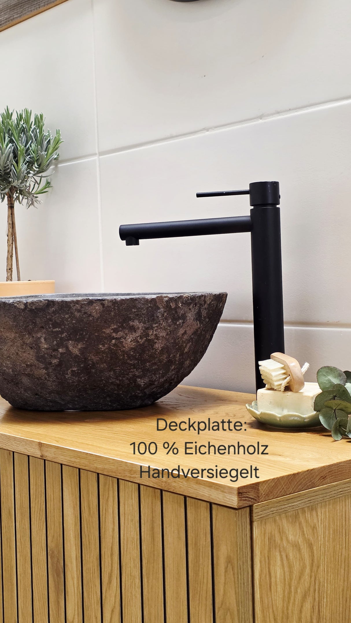 "Ratrid" - Waschtisch im modernen Landhausstil mit Flusssteinbecken | PURE-Serie von L&L