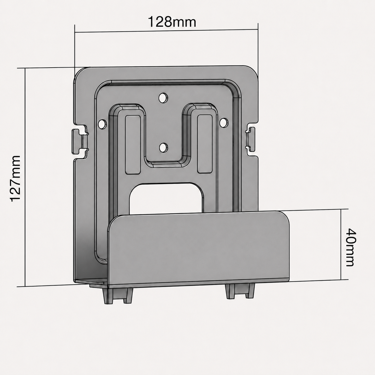 Receiver Halterung - Befestigung am TV-Lift - Receiver Tiefe 4 bis 6,9 cm