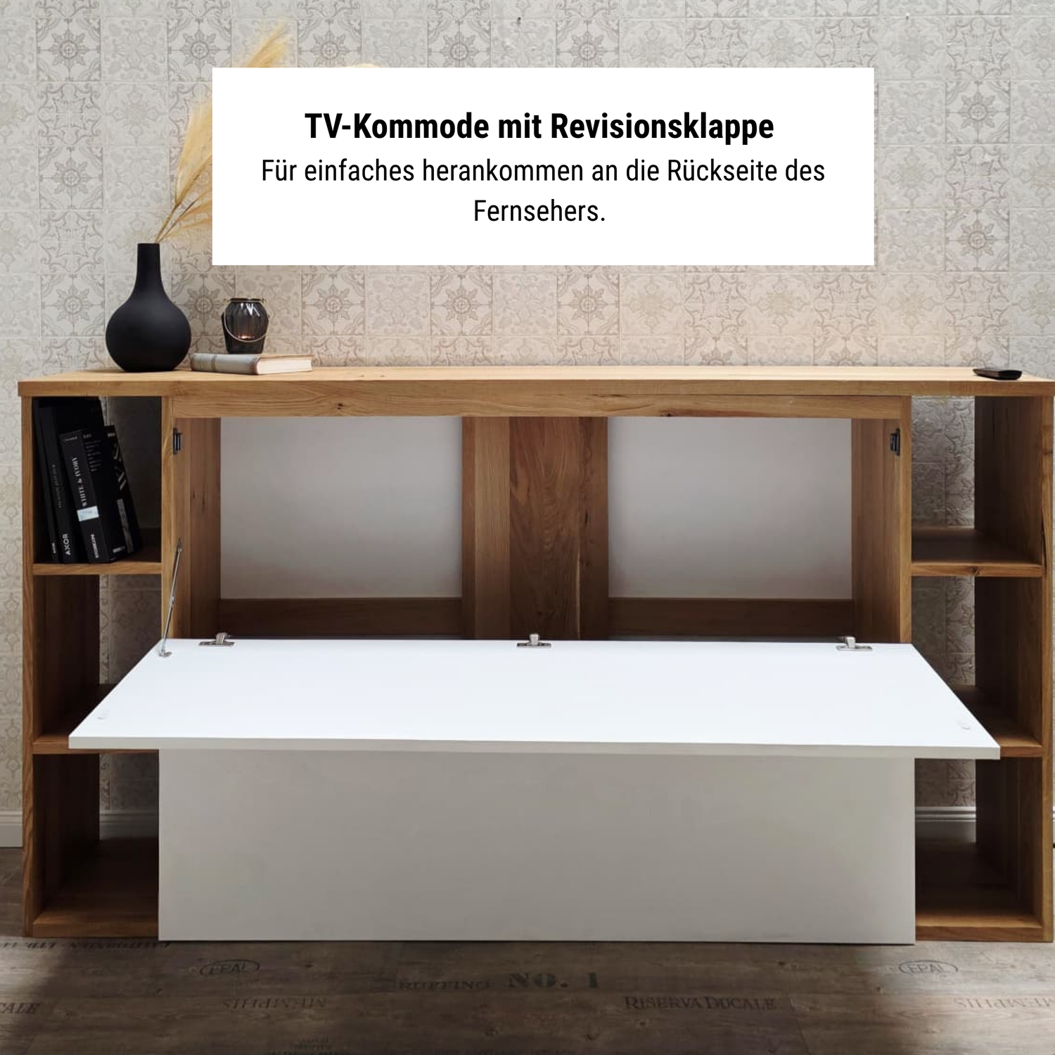 "Silver": Sideboard mit TV Lift, elektrisch 55 Zoll