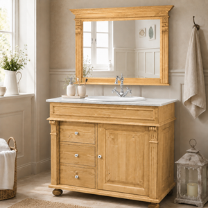 « Majorelle » - lavabo blanc de style campagnard avec comptoir en granit foncé, 103 cm