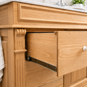« Majorelle » - lavabo blanc de style campagnard avec comptoir en granit foncé, 103 cm