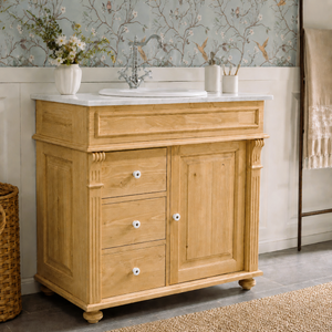 « Majorelle » - lavabo blanc de style campagnard avec comptoir en granit foncé, 103 cm