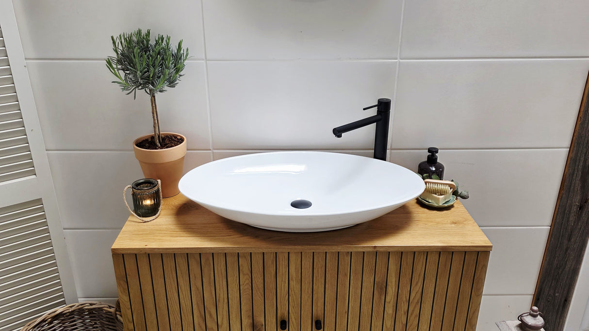 "Senja" - Waschtisch im modernen Landhausstil mit Keramikbecken| PURE-Serie von L&L