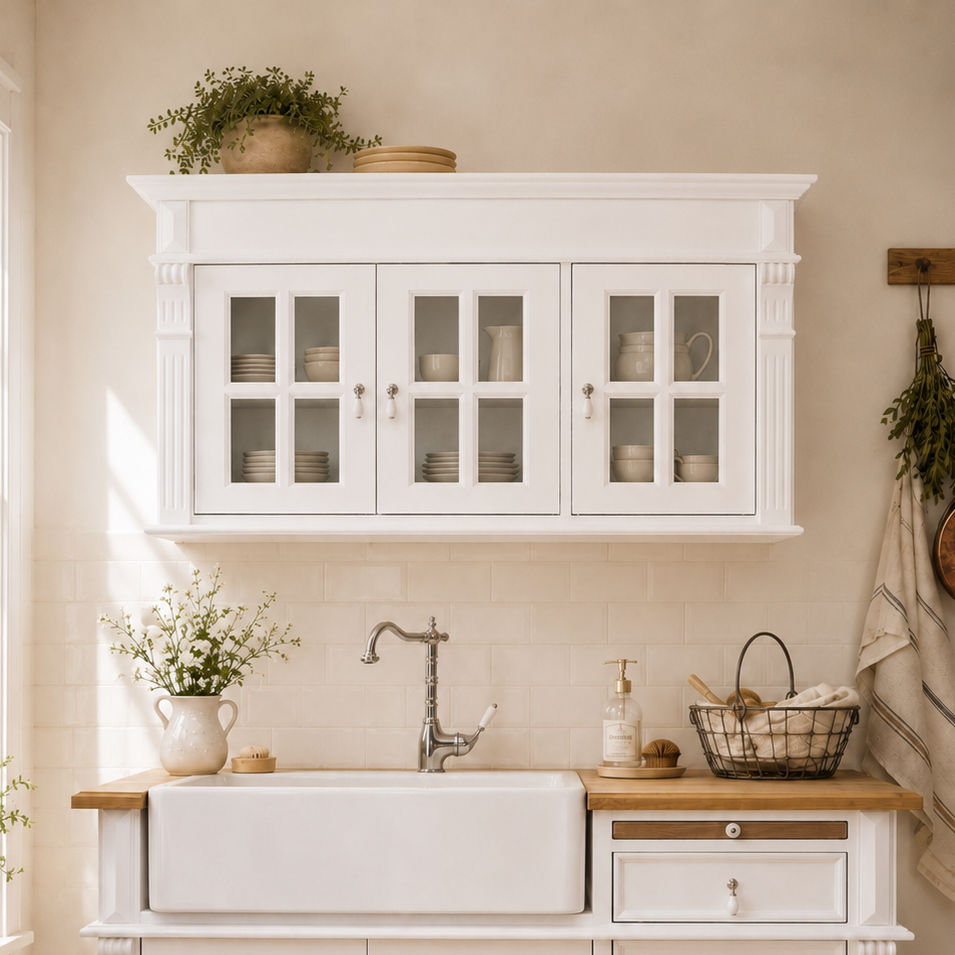 "Skalle" - Meuble mural de cuisine style campagnard, 120 cm