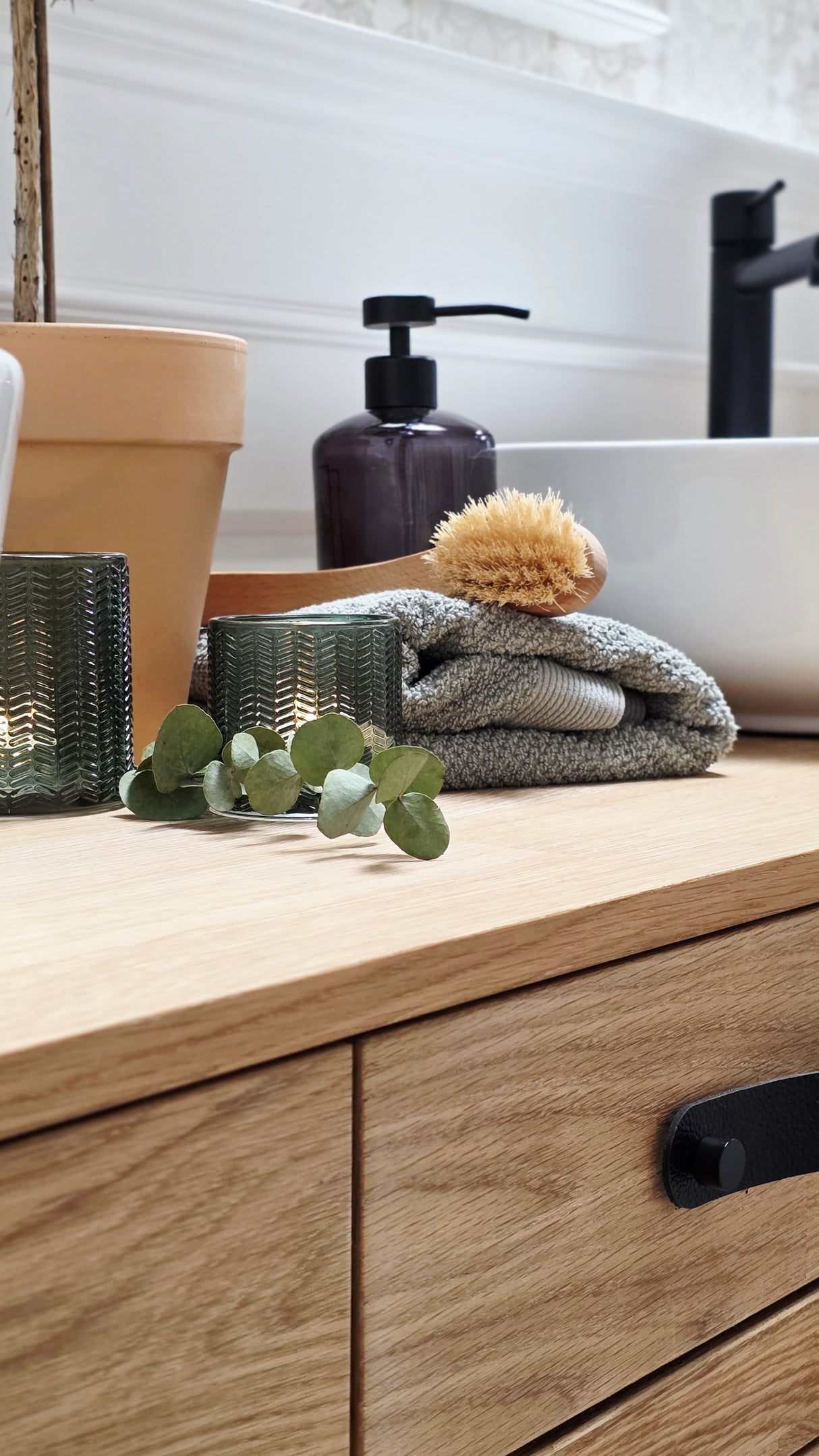 "Skoja" - Doppelwaschtisch im modernen Landhausstil mit Aufsatzbecken| PURE-Serie von L&L