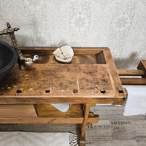 "Snorre" - Antiker Waschtisch aus massiver Werkbank 188 cm
