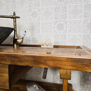 "Snorre" - Antiker Waschtisch aus massiver Werkbank 188 cm