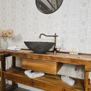 "Snorre" - Antiker Waschtisch aus massiver Werkbank 188 cm