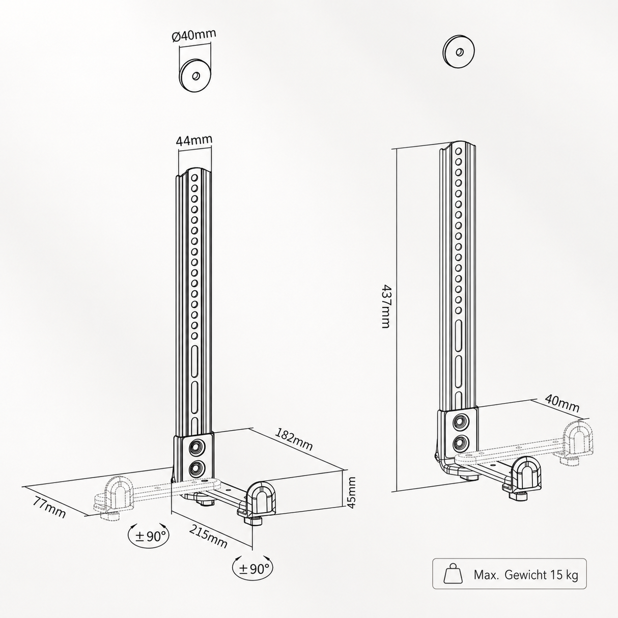 Soundbar Halterung - Befestigung am TV-Lift - Soundbartiefe 4 bis 18 cm