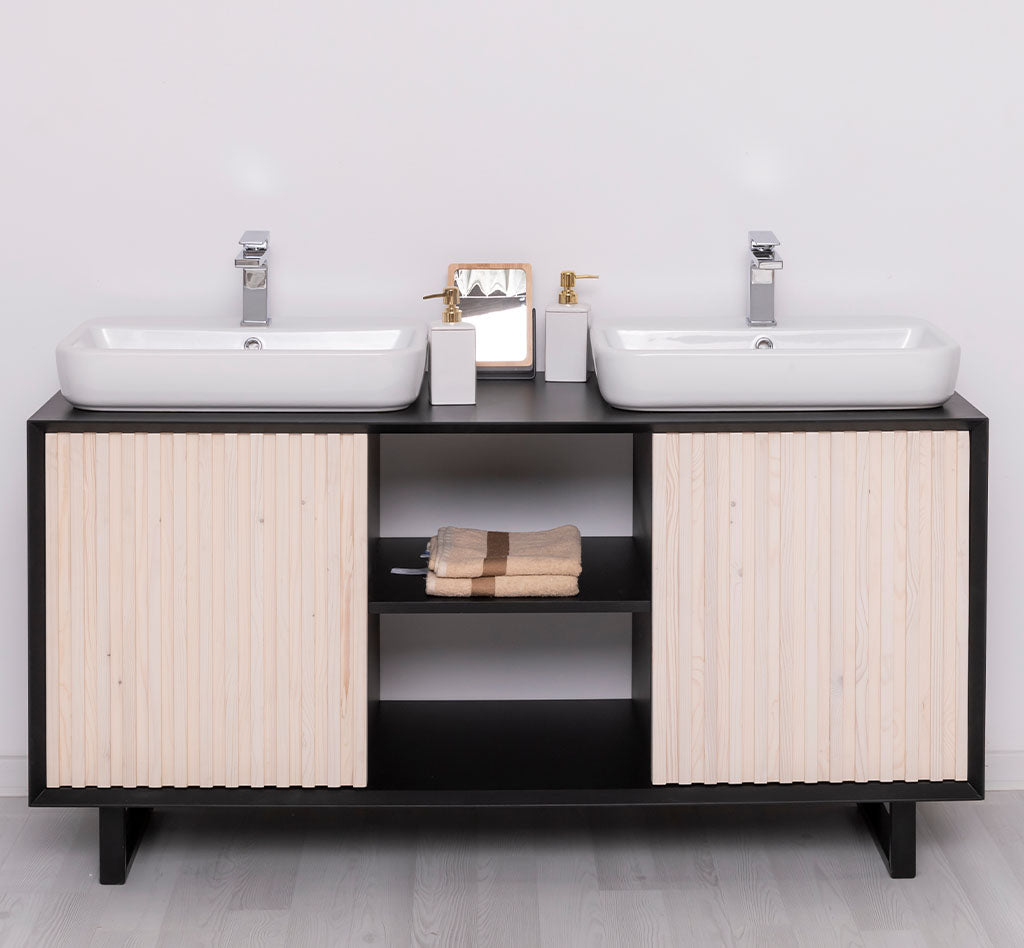 "Stankat" - Waschtisch im modernen Landhausstil mit Keramikbecken| PURE-Serie von L&L