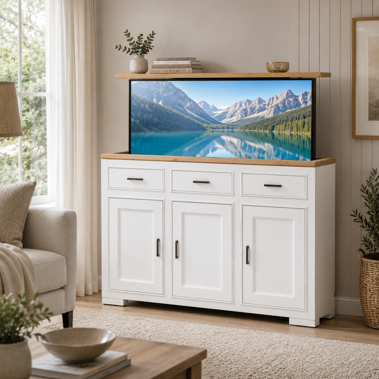 "Julon" - Sideboard mit TV-Lift, elektrisch 55 Zoll oder 65 Zoll