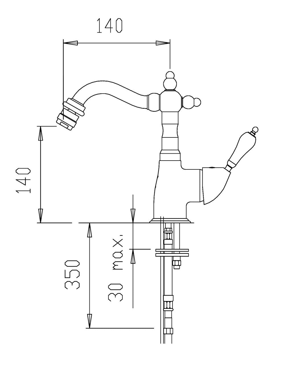Trave bronze - Single lever mixer tap, retro