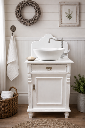 "Murneau" weißer Landhaus-Waschtisch im Shabby-Chic-Stil 60 cm