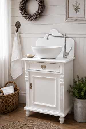 "Murneau" weißer Landhaus-Waschtisch im Shabby-Chic-Stil 60 cm