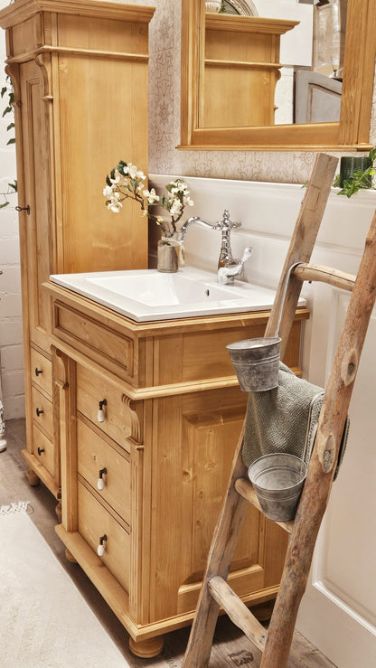 "Nélois" meuble sous-vasque campagnard avec lavabo à recouvrement total