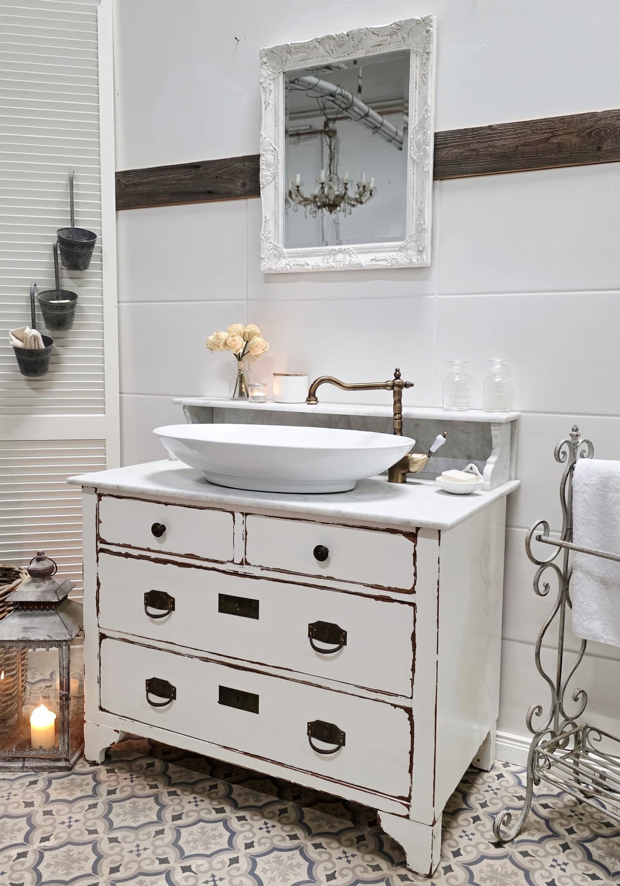 "Ceyla" Marmor Shabby-Chic Waschtisch
