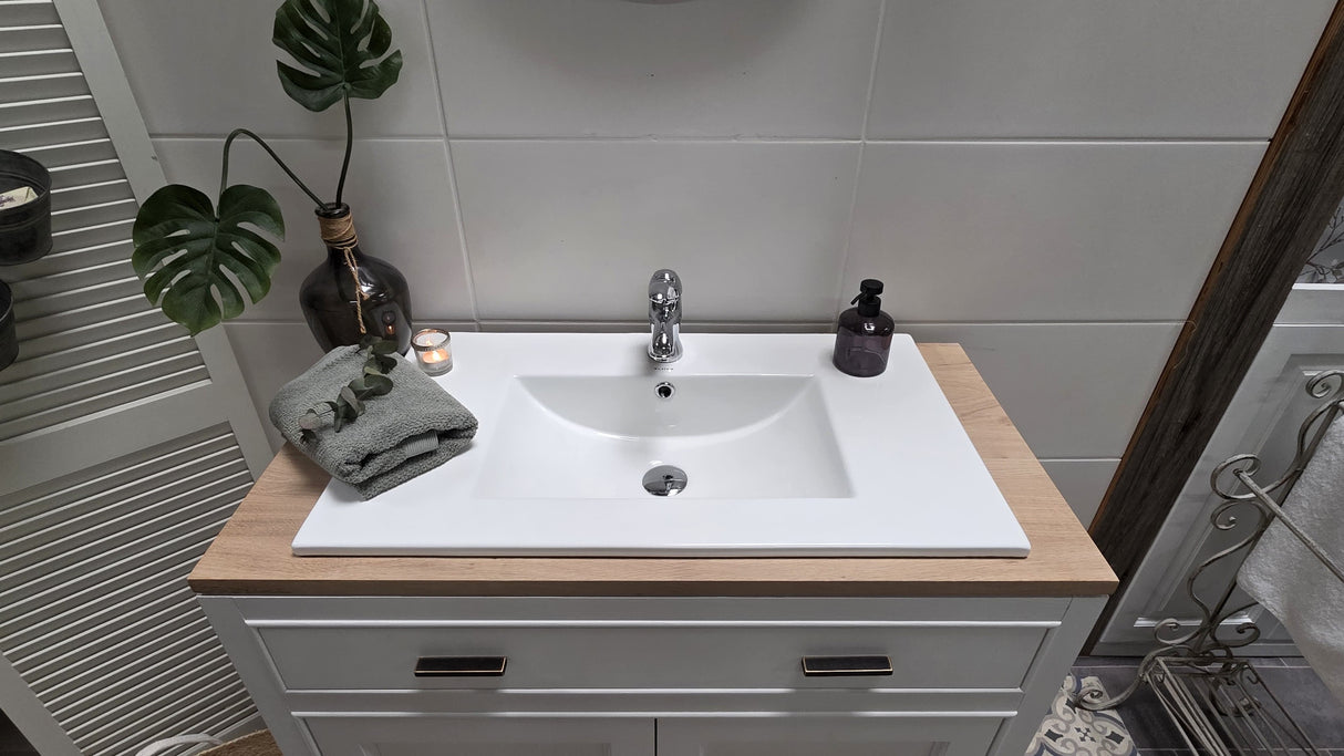"Lirea" - Waschtisch im modernen Landhausstil mit Keramikbecken| PURE-Serie von L&L
