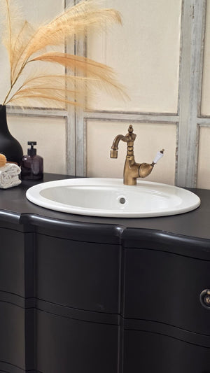 "Roslev" - Waschtisch im modernen Landhausstil mit Keramikbecken