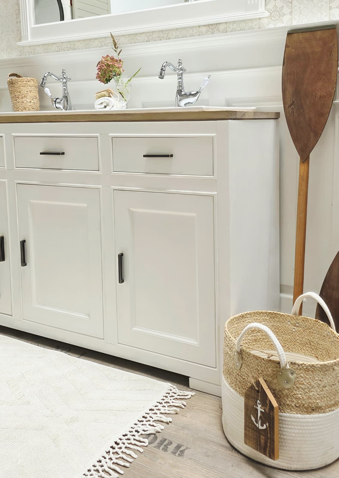 "Lyby" - Doppel-Waschtisch im modernen Landhausstil mit Keramikbecken| PURE Serie
