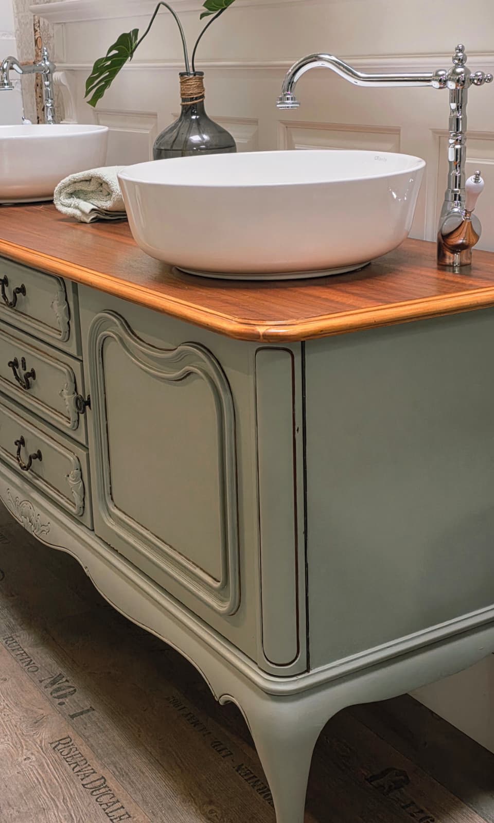 Lavabo de style campagnard romantique « Placide » 144,5 cm