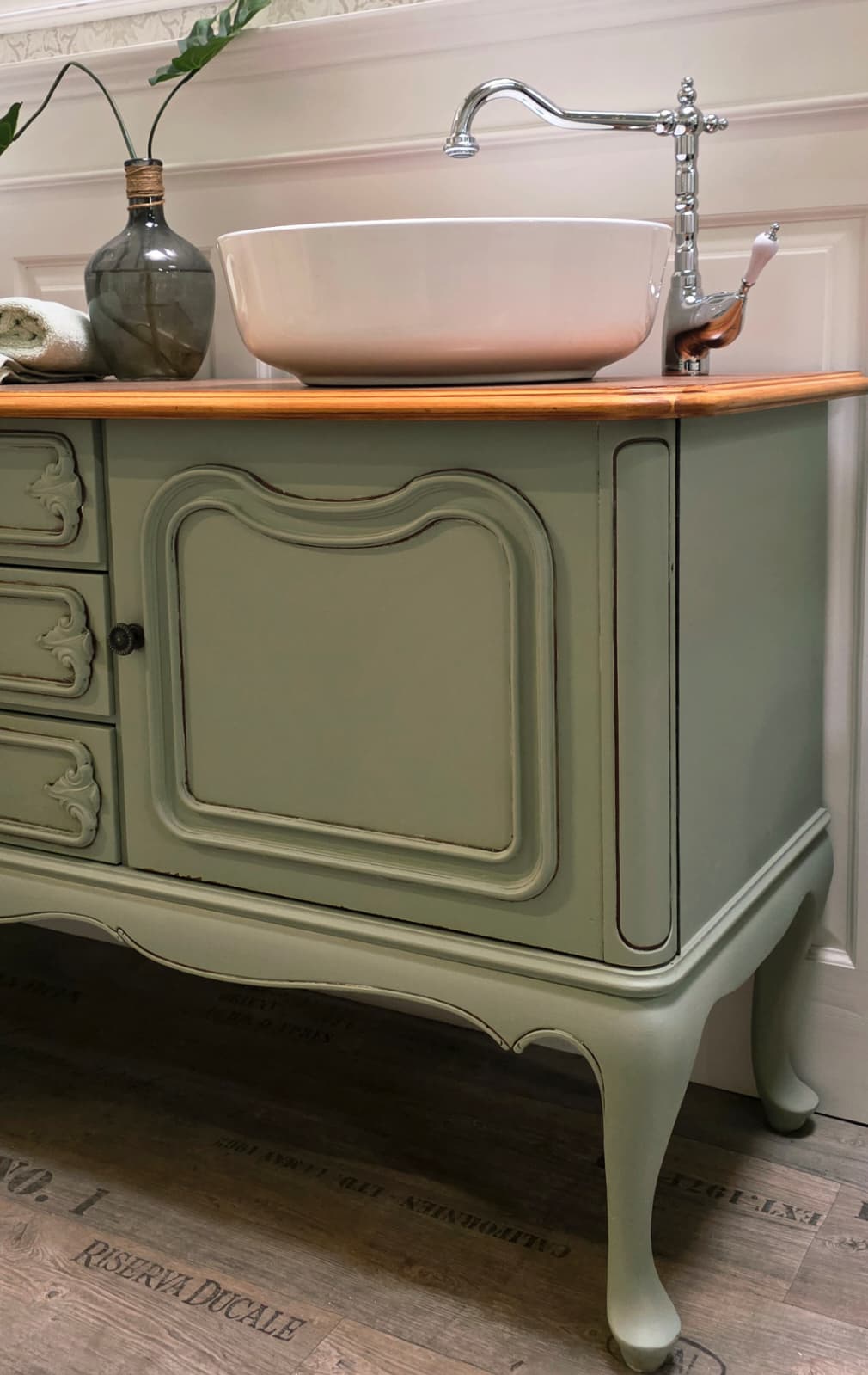 Lavabo de style campagnard romantique « Placide » 144,5 cm