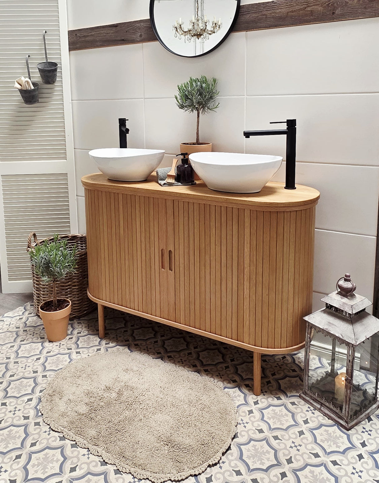 "Yene" - Waschtisch im modernen Landhausstil mit Keramikbecken | PURE-Serie von L&L