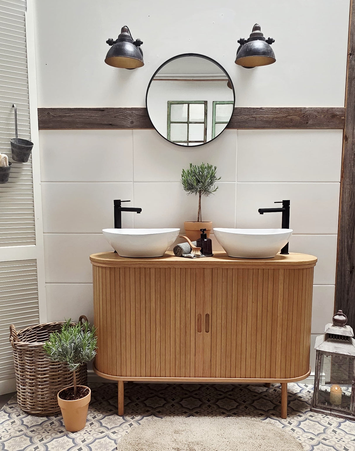 "Yene" - Waschtisch im modernen Landhausstil mit Keramikbecken | PURE-Serie von L&L