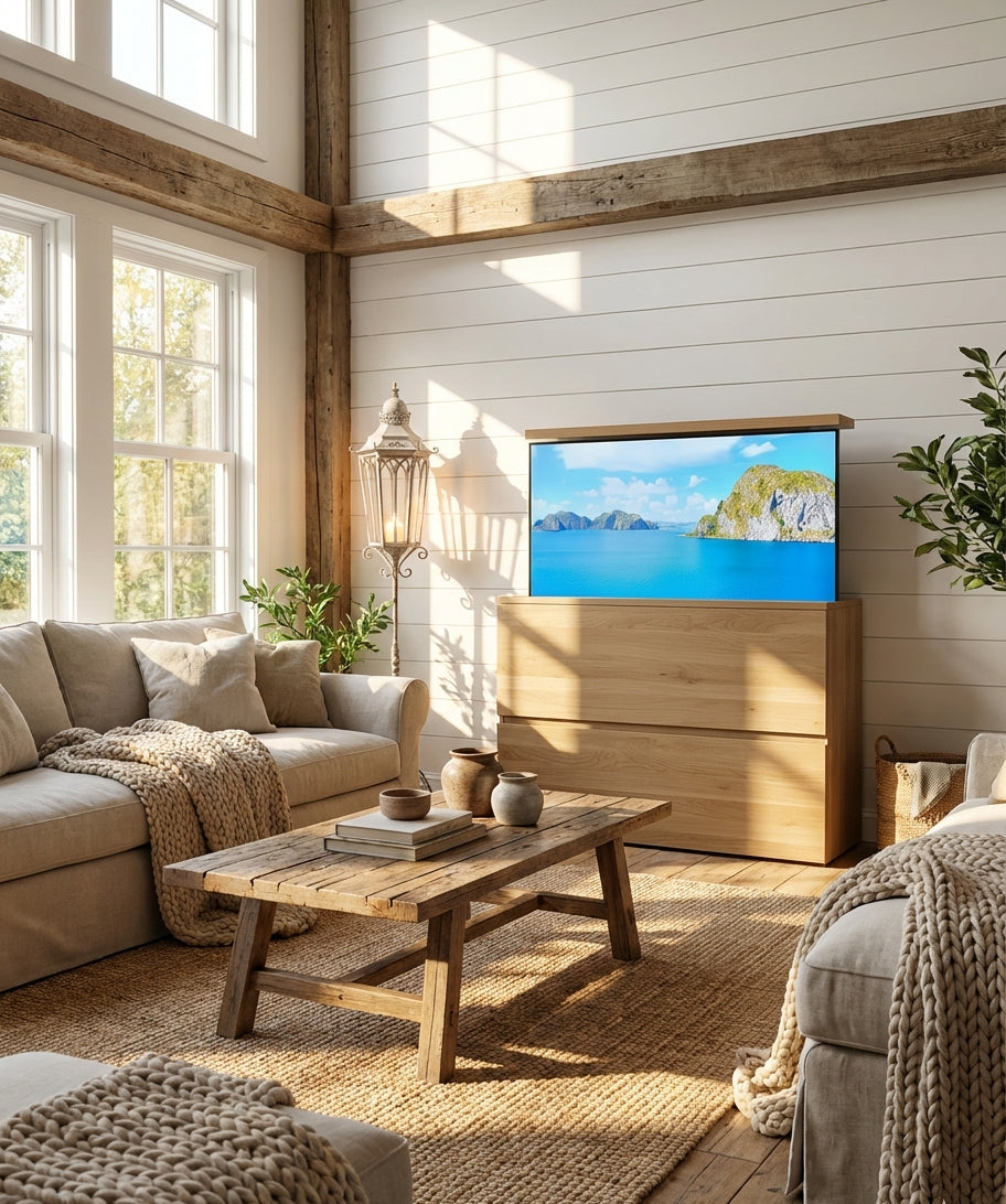 "Merim": Sideboard mit TV Lift, elektrisch 55 Zoll