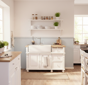 « Lima » - Petit meuble sous-évier de style campagnard, 140 cm