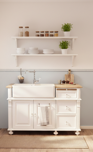 « Lima » - Petit meuble sous-évier de style campagnard, 140 cm