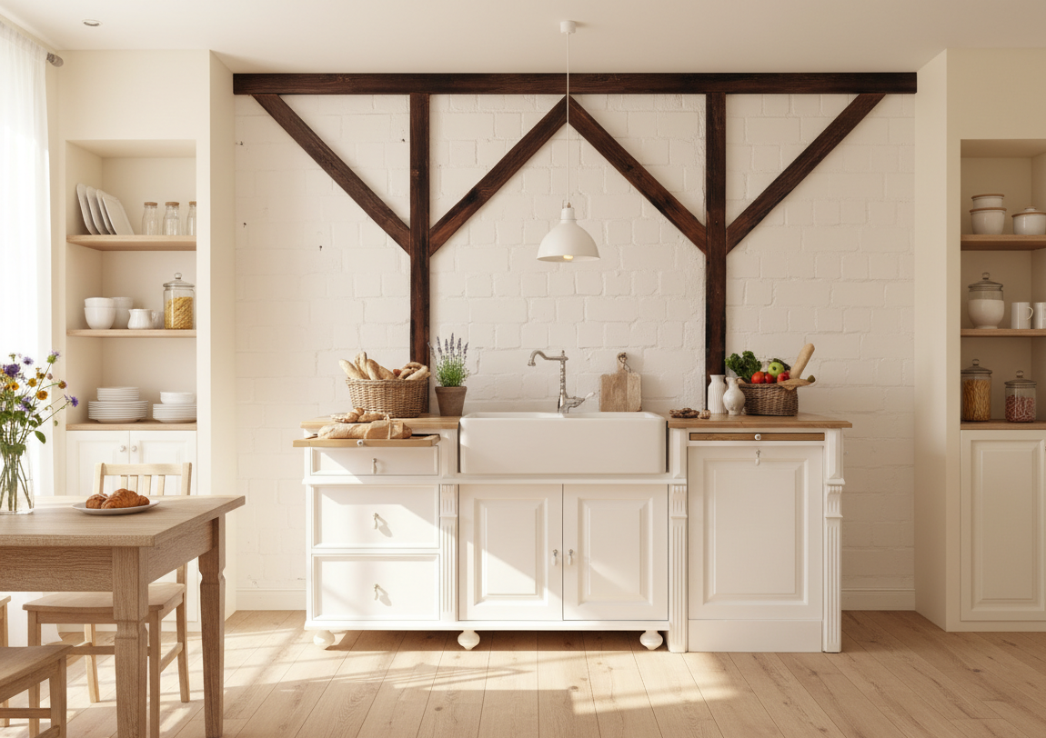 "Melvin" inkl. Fach für Geschirrspüler - Spülmodul für Küche im Landhausstil 220 cm