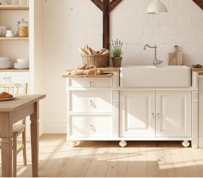 "Melvin" inkl. Fach für Geschirrspüler - Spülmodul für Küche im Landhausstil 220 cm