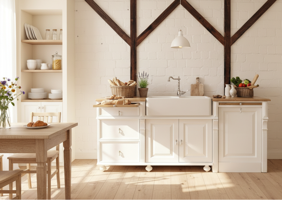 "Melvin" inkl. Fach für Geschirrspüler - Spülmodul für Küche im Landhausstil 220 cm