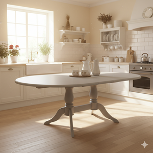 "Chochette blanc" - Weißer, ausziehbarer Landhaus-Esstisch aus Massviholz 160/230 cm